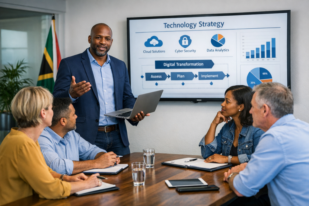 IT consultant advising a small business management team