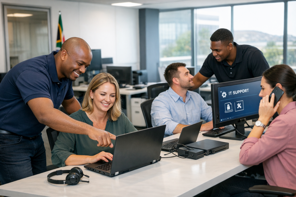 IT support professionals assisting a small business